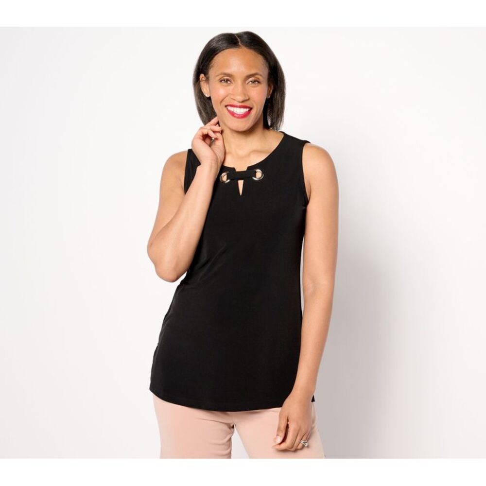 Liberare Women's Top Sz XL Liquid Knit Sleeveless A-Line w Grommet Black A647427